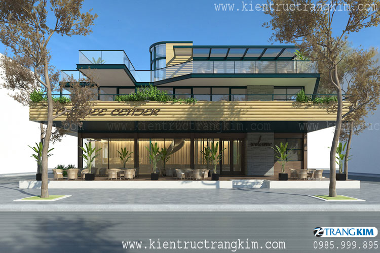 4. Hình ảnh phối cảnh kiến trúc quán cà phê có kết cấu thép 3 tầng độc đáo 3 Thiết kế quán cà phê 3 tầng kết cấu thép