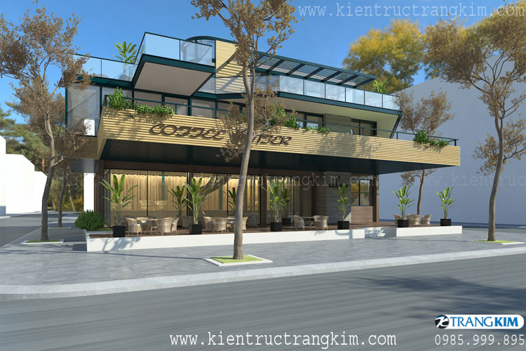 4. Hình ảnh phối cảnh kiến trúc quán cà phê có kết cấu thép 3 tầng độc đáo 4 Thiết kế quán cà phê 3 tầng kết cấu thép