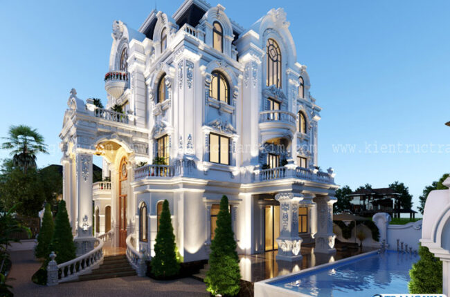phối cảnh nhà biệt thự cổ điển 1