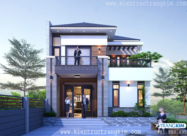Hình ảnh phối cảnh kiến trúc công trình 2 Kiến trúc nhà mặt tiền 8m