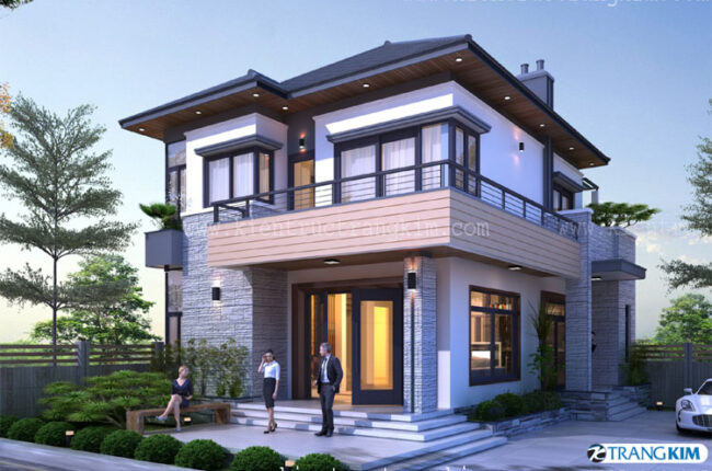 Mẫu thiết kế bieetjt hự 2 tầng mái nhật hiện đại