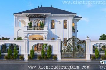 Biệt thự tân cổ điển 3 tầng, kiến trúc sang trọng và bề thế.
