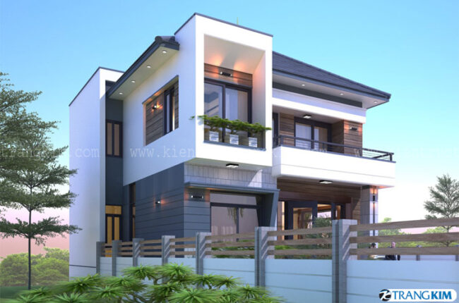 biệt thự 2 tầng mái Nhật hiện đại với 4 phòng ngủ