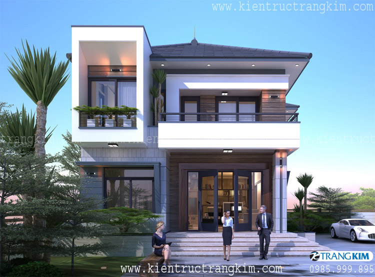 biệt thự 2 tầng mái Nhật hiện đại với 4 phòng ngủ