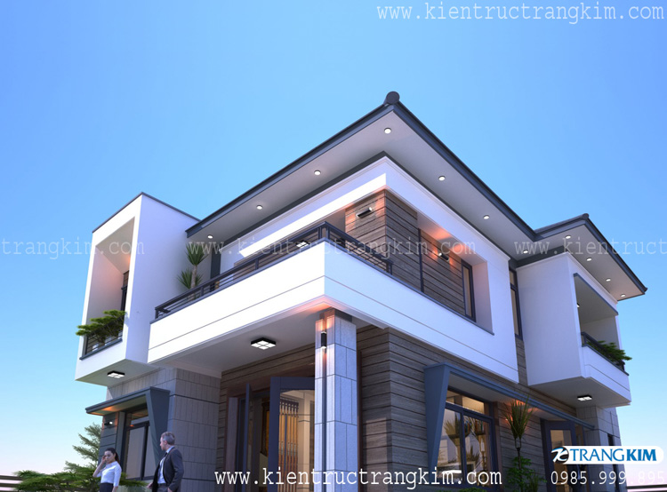 biệt thự 2 tầng mái Nhật hiện đại với 4 phòng ngủ