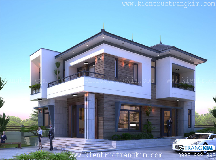 biệt thự 2 tầng mái Nhật hiện đại với 4 phòng ngủ