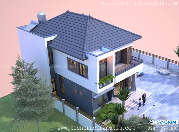 biệt thự 2 tầng mái Nhật hiện đại với 4 phòng ngủ