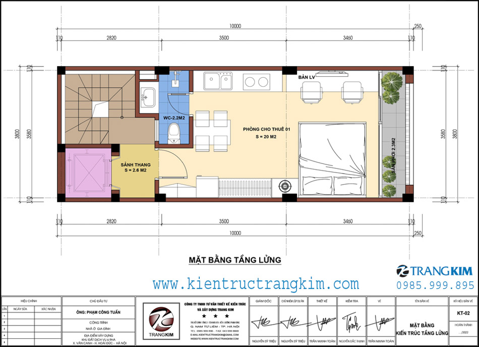 Mặt bằng thiết kế tầng lửng 1 Mặt bằng thiết kế tầng lung
