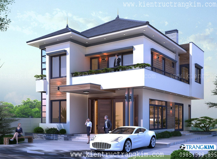 Hình ảnh phối cảnh kiến trúc công trình 2 Phối cảnh biệt thự 2 tầng mái nhật
