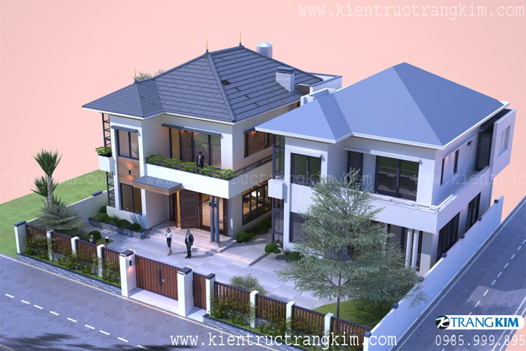 Hình ảnh phối cảnh kiến trúc công trình 3 Phối cảnh biệt thự 2 tầng mái nhật