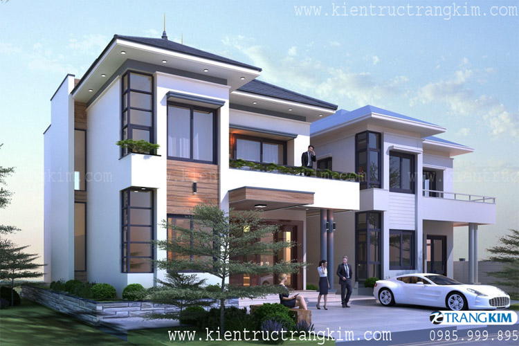 Hình ảnh phối cảnh kiến trúc công trình 5 Phối cảnh biệt thự 2 tầng mái nhật