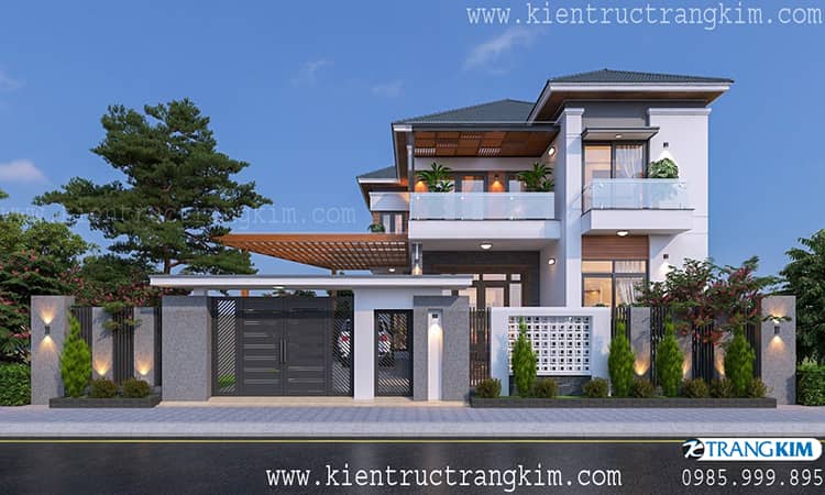 Hình ảnh phối cảnh kiến trúc công trình 4 biệt thự 2 tầng mái nhật hiện đại