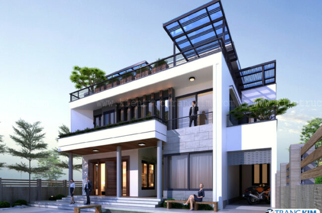 Biệt thự hiện đại 3 tầng với thiết kế sang trọng, thoáng đãng.