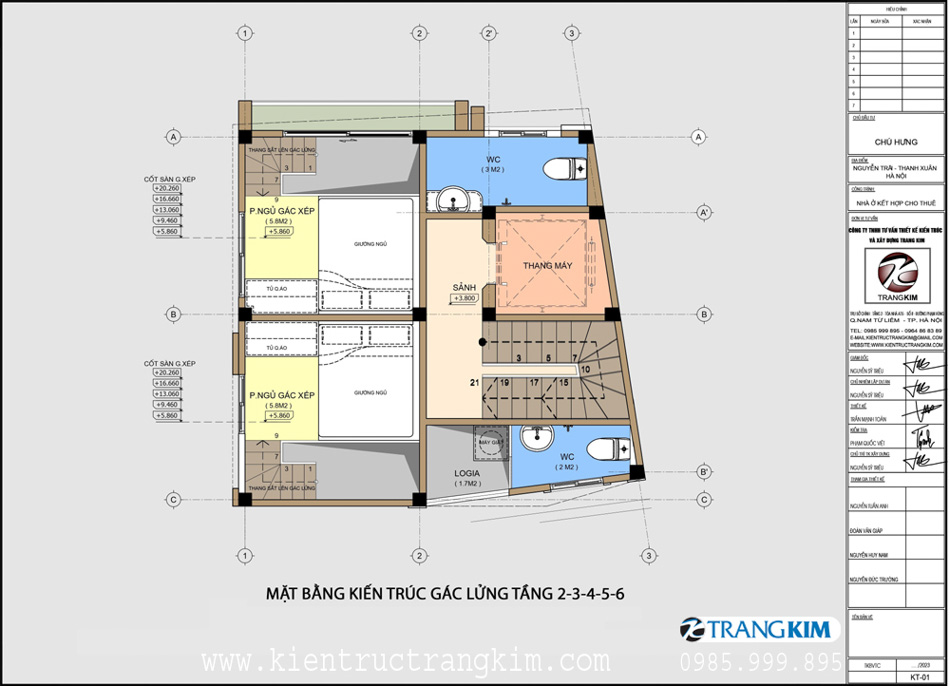 Mặt bằng thiết kế gác lửng tầng 2 - 6 1