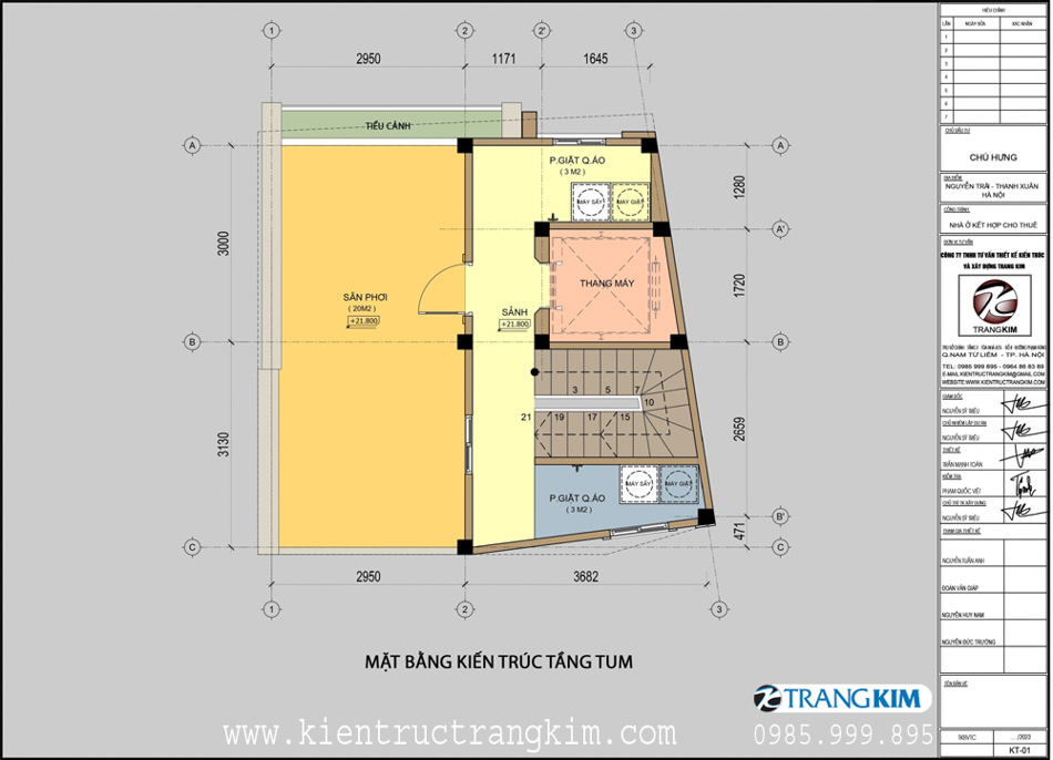 Mặt bằng thiết kế tầng tum 1