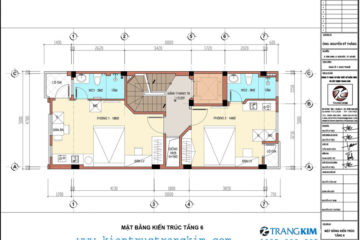 Mặt bằng kiến trúc tầng 6 của một công trình xây dựng hiện đại.