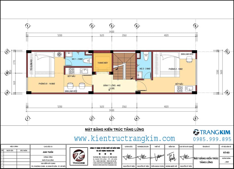 Mặt bằng thiết kế tầng lửng 1 Mặt bằng thiết kế tầng lửng 1