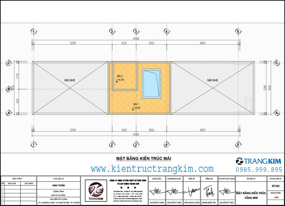Mặt bằng thiết kế mái 1 Mặt bằng thiết kế mái 1