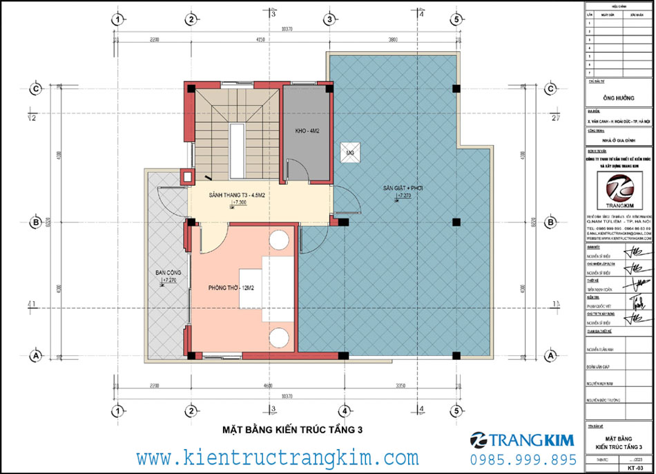 Mặt bằng thiết kế tầng tum 1