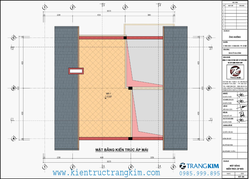 Mặt bằng thiết kế mái tum 1