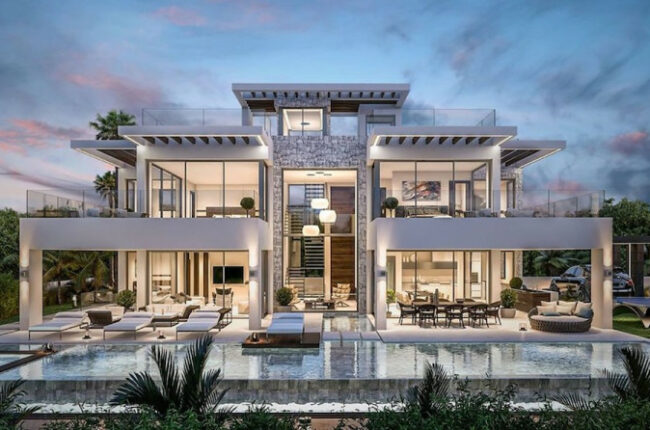 Biệt thự hiện đại sang trọng với hồ bơi và không gian mở.