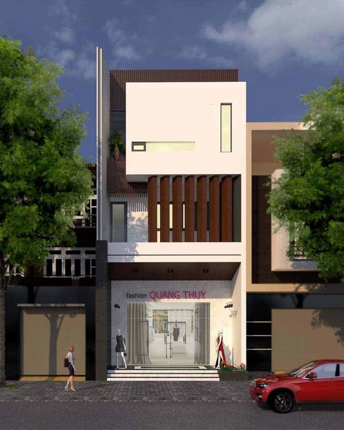 Mẫu nhà 3 tầng kết hợp mô hình kinh doanh showroom 1 Mẫu nhà 3 tầng kết hợp mô hình kinh doanh showroom 1