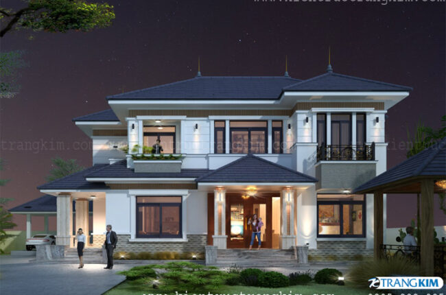 thiết kế biệt thự mái nhật hiện đại 10x16m