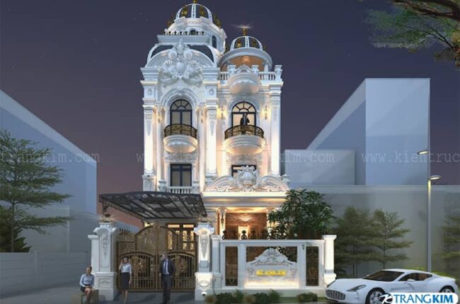 Thiết kế biệt thự tân cổ điển 4 tầng 6 phòng ngủ mặt tiền 9x25m Thiết kế biệt thự tân cổ điển 4 tầng 6 phòng ngủ mặt tiền 9x25m