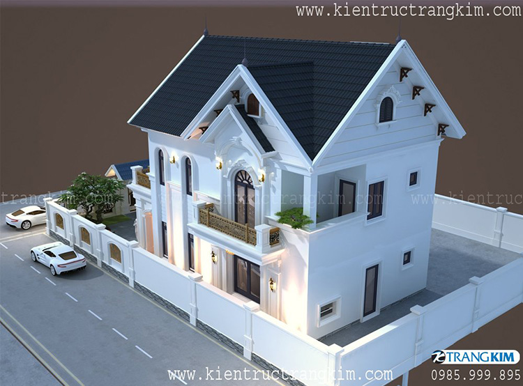 Phối cảnh thiết kế biệt thự mái Thái 2 tầng