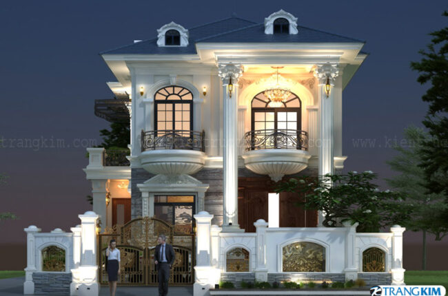 Thiết kế biệt thự 2 tầng 4 phòng ngủ kiến trúc cổ điển đầy sang trọng