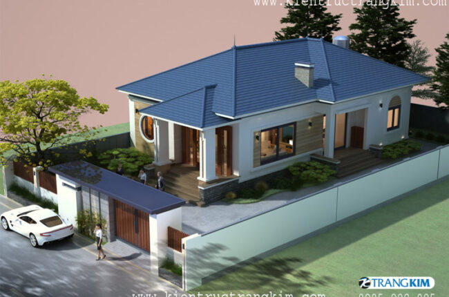 Biệt thự 1 tầng nhà vườn mái nhật hiện đại, tiện nghi