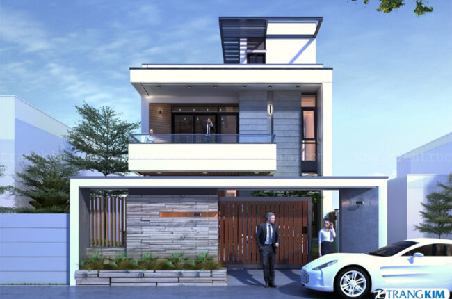 Phối cảnh thiết kế biệt thự 2 tầng 1 tum