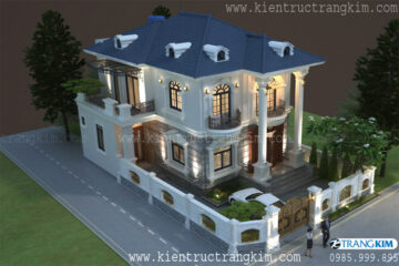 Biệt thự tân cổ điển 2 tầng, kiến trúc sang trọng và hiện đại.