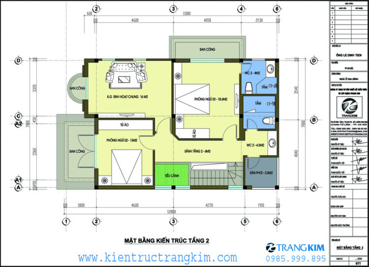 Mặt bằng thiết kế tầng 2 1 Mặt bằng thiết kế tầng 2