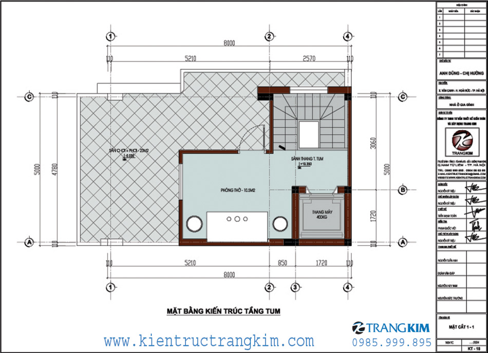 Mặt bằng kiến trúc tầng tum