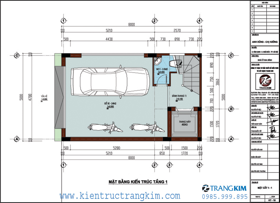 Mặt bằng kiến trúc tầng 1