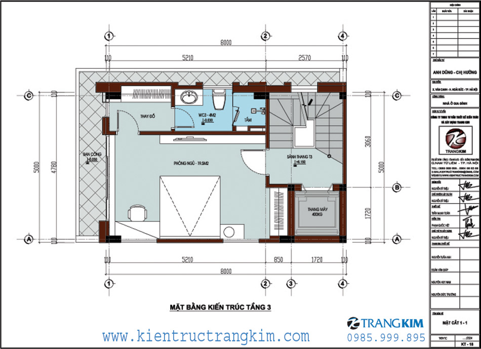 Mặt bằng kiến trúc tầng 3