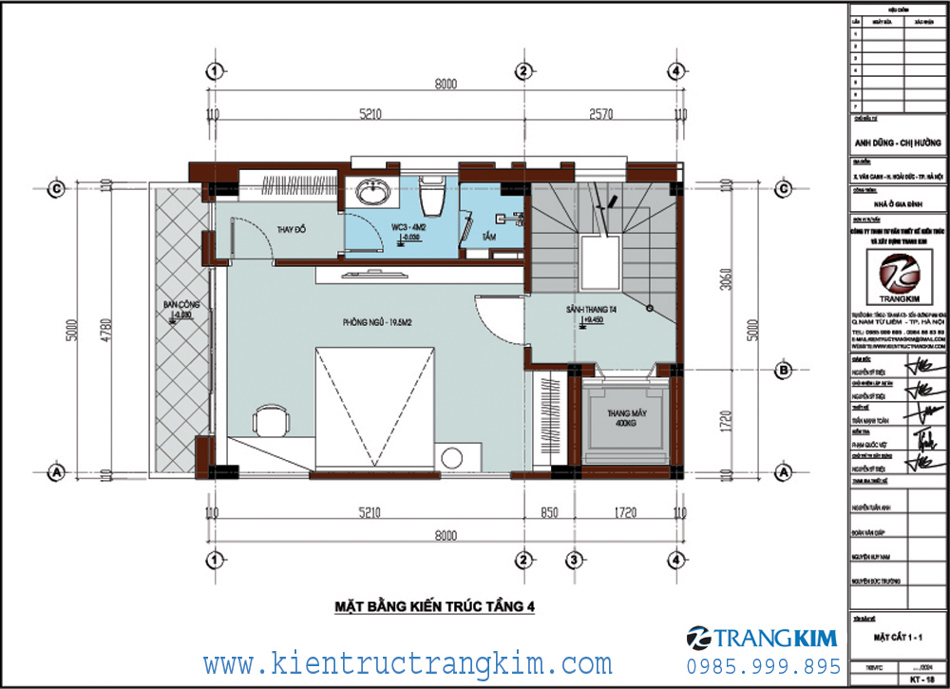 Mặt bằng kiến trúc tầng 4