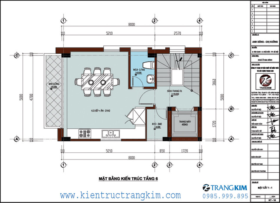 Mặt bằng kiến trúc tầng 6