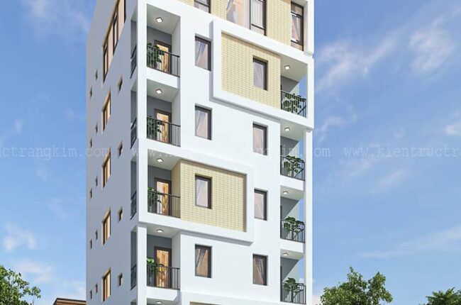 Mẫu nhà trọ cao tầng tối giản