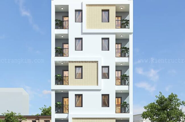 Mẫu nhà trọ cao tầng tối giản