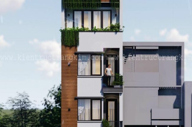 Mẫu nhà trọ cao tầng tối giản
