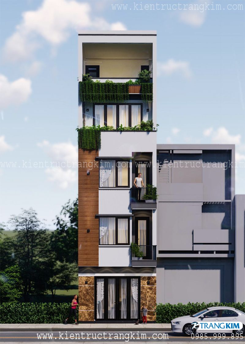 Mẫu nhà trọ cao tầng tối giản