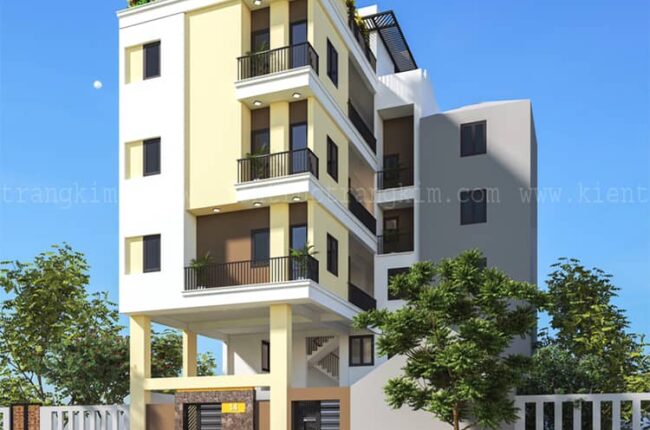 Mẫu nhà trọ cao tầng tối giản