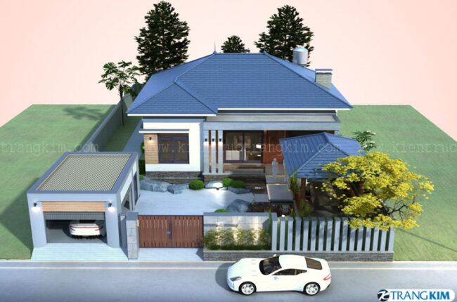 Thiết kế biệt thự nhà vườn 1 tầng mái Nhật