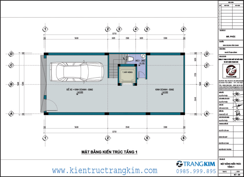 Mặt bằng thiết kế tầng 1