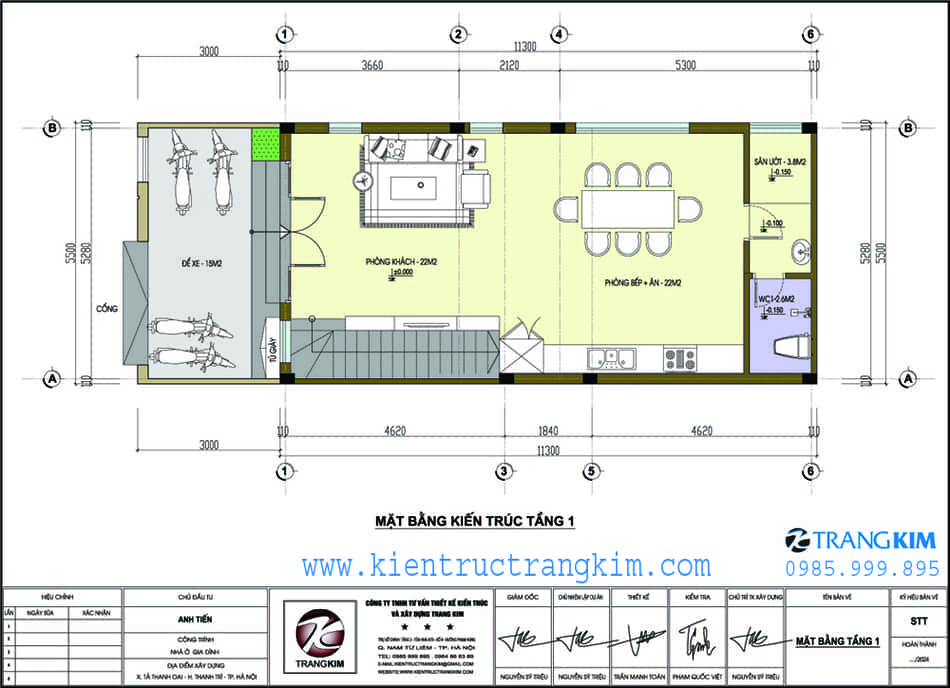 mặt bằng kiến trúc tầng 1