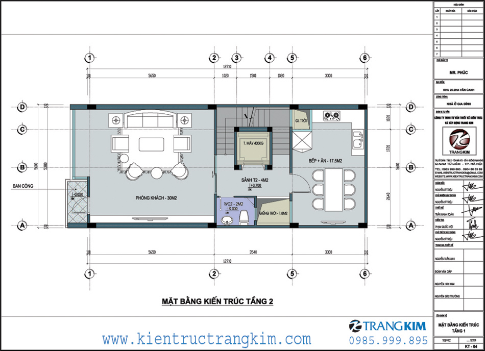 Mặt bằng thiết kế tầng 2