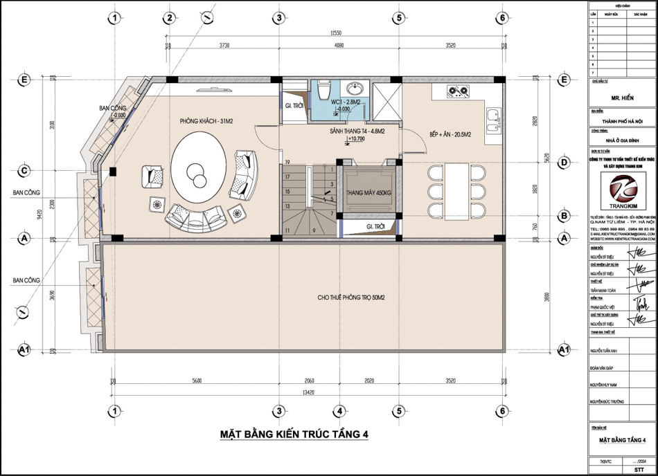 Mặt bằng thiết kế tầng 4