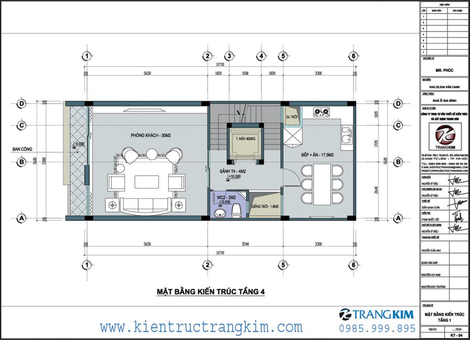 Mặt bằng thiết kế tầng 4